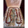 Rosario Antiguo de Cuentas de Ámbar y Plata Filigrana - Estuche Original Siglo XIX