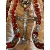 Rosario Antiguo de Cuentas de Ámbar y Plata Filigrana - Estuche Original Siglo XIX