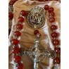 Rosario Antiguo de Cuentas de Ámbar y Plata Filigrana - Estuche Original Siglo XIX