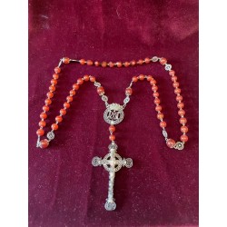 Rosario Antiguo de Cuentas de Ámbar y Plata Filigrana - Estuche Original Siglo XIX