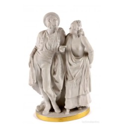 Figura de Biscuit Blanco Pareja Goyesca - Elegante Porcelana Mediados Siglo XX