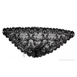 Elegante Mantilla Negra Española Tradicional - Pieza de Encaje Vintage