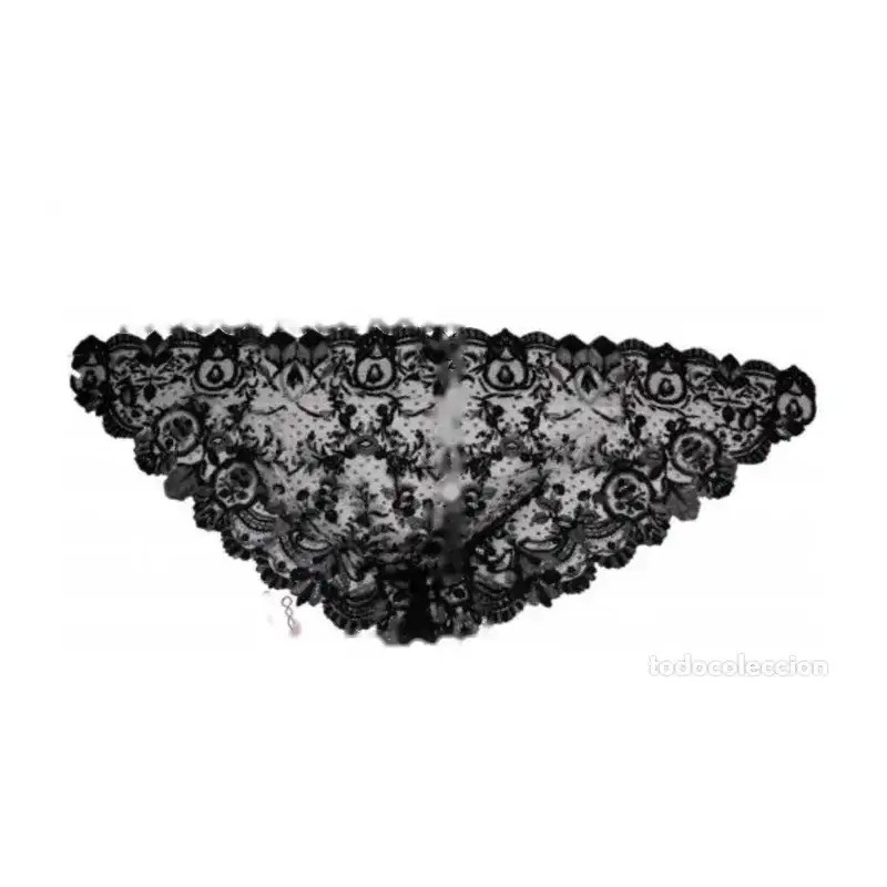 Elegante Mantilla Negra Española Tradicional - Pieza de Encaje Vintage Elegante Mantilla Negra Española Tradicional - Pieza de Encaje Vintage