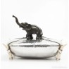 Elegante Recipiente Vintage de Plata con Elefante - Pieza de Colección de Mediados del Siglo XX