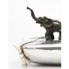 Elegante Recipiente Vintage de Plata con Elefante - Pieza de Colección de Mediados del Siglo XX
