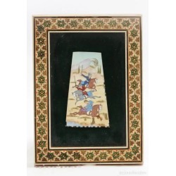 Miniatura Persa de Caballeros Pintada en Hueso - Arte Tradicional de Hossein Fallahi