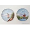Pareja de Platos Decorativos de Porcelana de Limoges - Paisajes Pintados a Mano