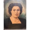 Retrato Vintage de Dama Elegante - Óleo sobre Madera de Mediados del Siglo XX