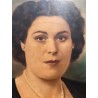 Retrato Vintage de Dama Elegante - Óleo sobre Madera de Mediados del Siglo XX