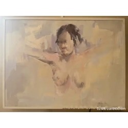 Desnudo Artístico en Óleo - Retrato Expresivo de Mujer por Francisco Rodríguez Lobo