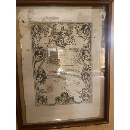 Documento Histórico Papal con Ornamentación Barroca - Bula Religiosa Enmarcada