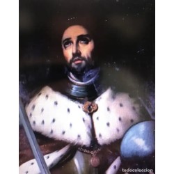 Antiguo Oil Rey San Fernando S.Xix - Pintura religiosa histórica