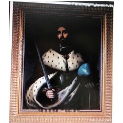 Antiguo Oil Rey San Fernando S.Xix - Pintura religiosa histórica