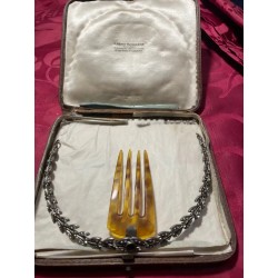 Peineta Antigua de Carey - Accesorio para Cabello Vintage con Estuche Original