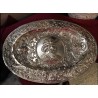 Bandeja Ovalada de Plata Estilo Renacimiento - Medallón con Guerrero 69x49cm