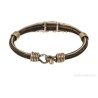 Pulsera Esclava de Plata con Pelo de Elefante - Joya Étnica con Medallón
