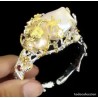 Brazalete Artesanal Plata Bicolor con Perla Barroca 35x22mm - Diseño Marino