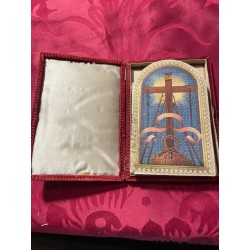Vía Crucis Antiguo Policromado Estación XIV - Pieza Religiosa Ornamentada