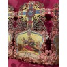 Vía Crucis Antiguo Policromado Estación XIV - Pieza Religiosa Ornamentada