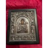 Icono Bizantino de Cristo Pantocrátor en Plata - Obra Religiosa Ortodoxa Antigua