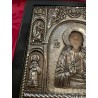 Icono Bizantino de Cristo Pantocrátor en Plata - Obra Religiosa Ortodoxa Antigua