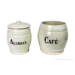 Antiguos Tarros de Cerámica Esmaltada para Alubias y Café - Cocina Vintage 20 cm