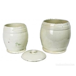 Antiguos Tarros de Cerámica Esmaltada para Alubias y Café - Cocina Vintage 20 cm