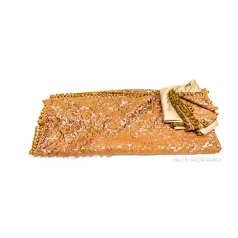 Pareja de Cortinas Antiguas en Damasco Coral - Textil Decorativo Años 20-30