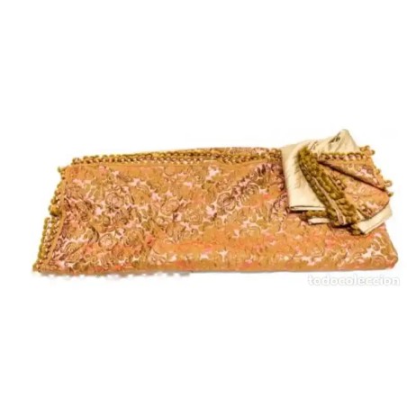 Pareja de Cortinas Antiguas en Damasco Coral - Textil Decorativo Años 20-30