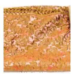Pareja de Cortinas Antiguas en Damasco Coral - Textil Decorativo Años 20-30