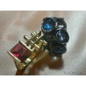 Conjunto de Anillos Artísticos Contemporáneos - Dúo Bicolor con Piedras Azules y Rosa