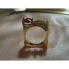 Conjunto de Anillos Artísticos Contemporáneos - Dúo Bicolor con Piedras Azules y Rosa