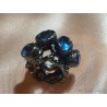 Conjunto de Anillos Artísticos Contemporáneos - Dúo Bicolor con Piedras Azules y Rosa