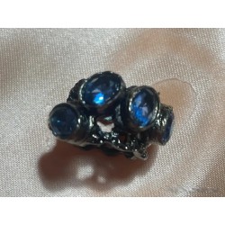 Conjunto de Anillos Artísticos Contemporáneos - Dúo Bicolor con Piedras Azules y Rosa