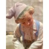 Figura Porcelana Biscuit Niño con Cesta - Centro de Mesa Vintage Estilo Meissen