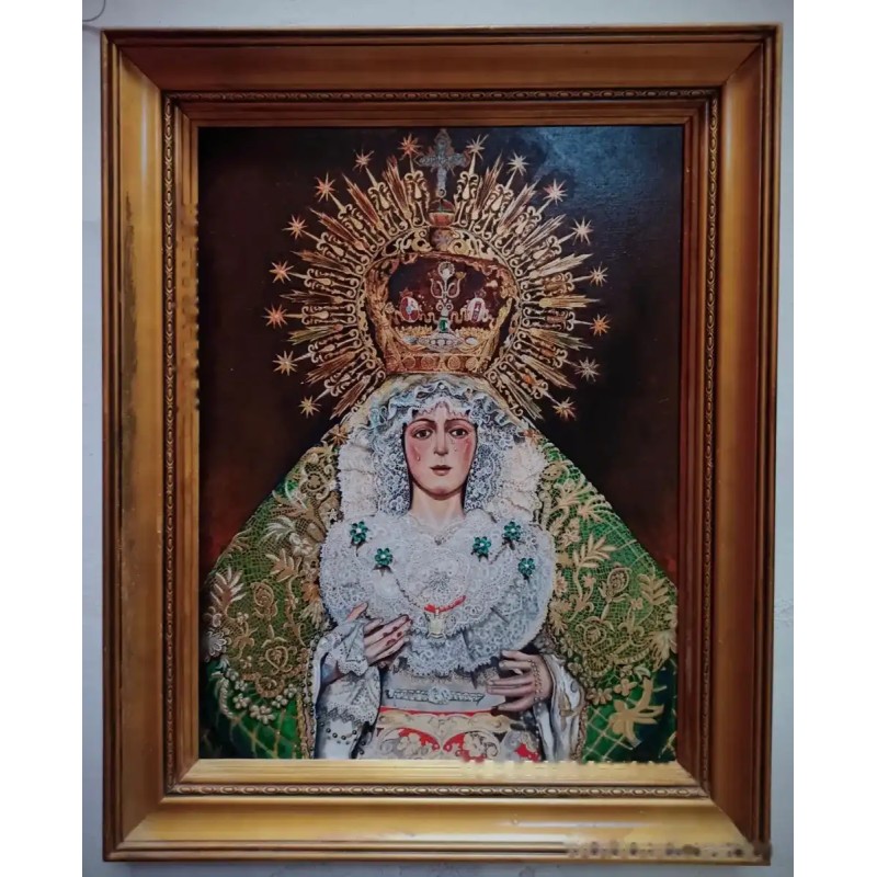 Óleo sobre Lienzo Virgen Esperanza Macarena - Arte Religioso José Pulgar 78x63 cm