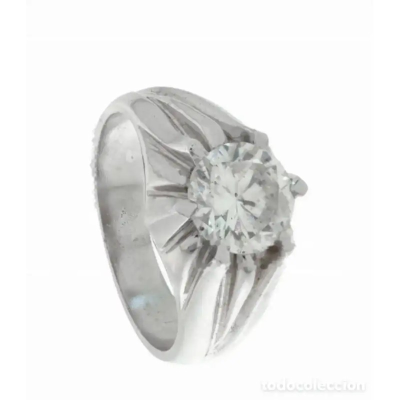 Anillo Solitario Oro Blanco 18K con Diamante 2.3 Quilates - Joya de Compromiso
