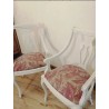 Pareja de Sillones Estilo Neoclásico Restaurados - Butacas Blancas con Tapizado Rosa