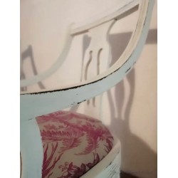 Pareja de Sillones Estilo Neoclásico Restaurados - Butacas Blancas con Tapizado Rosa