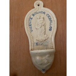 Pareja de Benditeras Antiguas en Cerámica - Pila de Agua Bendita Virgen de Ceballos