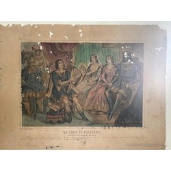 Grabados Vintage - Escenas Románticas en Marco de Madera Antiguo