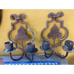 Candelabro de Forja Vintage - Diseño Arabesco con Porta Velas