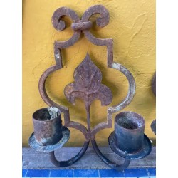Candelabro de Forja Vintage - Diseño Arabesco con Porta Velas