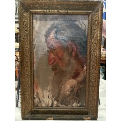 Retrato Expresivo - Óleo de Hombre con Marco Ornamental Antiguo