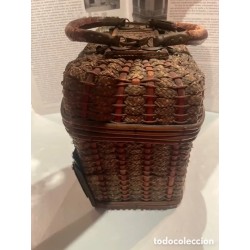 Cesta de Picnic Vintage - Artesanía en Mimbre y Cuero
