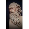 Busto Escultórico de Filósofo - Terracota Policromada con Expresión Intensa