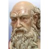 Busto Escultórico de Filósofo - Terracota Policromada con Expresión Intensa