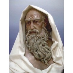 Busto Escultórico de Filósofo - Terracota Policromada con Expresión Intensa
