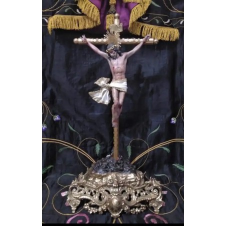 Cristo Crucificado - Escultura Escayola con Pedestal Ornamental