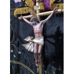 Cristo Crucificado - Escultura Escayola con Pedestal Ornamental